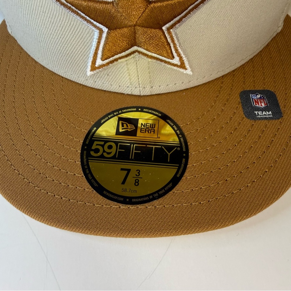 Dallas Cowboys New Era 59FIFTY Fitted Hat Ivory Tan Color Pack 7 3/8 NFL Cap NEW - Picture 2 of 8